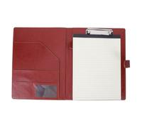 Hemobllo A4 Multifunctional Brown Faux Leather Folder with Clipboard and Notepad, Padfolio Portfolio Binder Document Holder for Legal Pads, Office and Business Conference Use