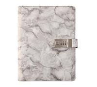 Hemobllo A5 Marble Pattern Personal Locked Diary Password, Grey Leather Schedule Planner Notebook for Time Management and Appointment Notes, Portable Journal for Teen