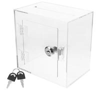 Hemobllo Acrylic Donation Box with Lock, Multi-functional Suggestion and Ballot Comment Box 150x100x150mm for Charity and Public Voting Use