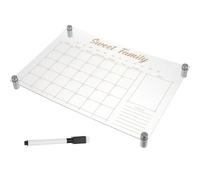 Hemobllo Acrylic Dry Erase Board for Fridge with Weekly Planner, Magnetic Note Board with 4 Push Pins and Whiteboard Marker, Erasable Desk Calendar for Home and Office Use