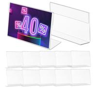 Hemobllo Acrylic Sign Holders L-Shaped Price Display Stands 20 Pcs with Display and Stable Design for Offices and Meeting Rooms