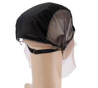 Hemobllo Adjustable Black Lace Wig Cap with Elastic Strap, Mesh Hairnet for Wig Making Accessories, Breathable Front Lace Net Hat for Women
