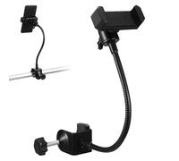 Hemobllo Adjustable Metal Phone Holder for Microphone Stand with 30cm Flexible Arm, 1/4" Thread Mount and Universal Clip for Guitar and Tablet Use