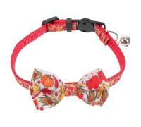 Hemobllo Adjustable Polyester Cat Collar with Bow Tie and Maple Leaf Patterns, Breathable and Festive Design for Christmas Party, Stylish Pet Neckband for Cats