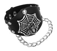 Hemobllo Adjustable Punk Pu Cuff Bracelet Exaggerated Spider Web Design Halloween Spider Bracelet Day Dead Jewelry Mens Jewelry