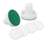 Hemobllo Air Hockey Set with 2 X 60mm White Pushers 4 X 51mm White Felt Pucks Tabletop Hockey Game Accessories Replacement for Family Arcade Play
