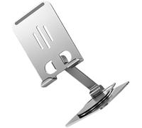 Hemobllo Aluminum Alloy Cell Phone Stand Desk Holder 360-degree Rotation Sturdy Foldable Design Phones and Tablets Sleek Silver Office and Home Use