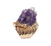 Hemobllo Amethyst Ring Natural Purple Gemstone Simple Finger Ring Chic Agate Jewelry for Women Opening Finger Decor