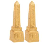 Hemobllo Ancient Egyptian Tower Statues 2Pcs Resin 4.02In Obelisk Figurines for Desktop and Architectural Element Decoration