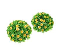 Hemobllo Artificial Daisy Flower Decorative Ball 30cm with Light Green Pepper Leaf and Yellow Daisy, Lifelike Faux Flower Sphere for Wedding Table Centerpiece and Home Event Decor