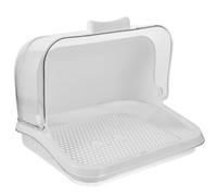Hemobllo Baby Bottle Drying Rack with Cover, Dustproof Baby Bottle Storage Box Organiser with Drainer, PP Nursing Water Holder for Kitchen Cup Tableware Fruit and Bread, White