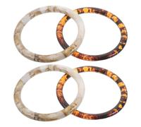 Hemobllo Bag Handle Replacement Set 4 Pieces 10Cm Resin Round D-Shaped Purse Handles, Amber and Apricot, Designed for Crochet and Woven Tote Bags Crafting