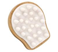 Hemobllo Bamboo Wood Scalp Massage Brush with Soft Silicone Bristles Shampoo Brush and Scalp Exfoliator Suitable for Home Bath and Hair Care