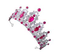 Hemobllo Baroque Crystal Wedding Tiara for Brides Silver Rose Red Crown Headpiece Elegant Princess Quinceanera Birthday Hair Accessory for Women