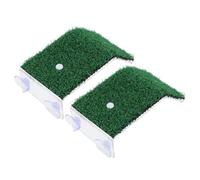 Hemobllo Basking Platforms Sturdy Aquarium Decoration 2pcs with Simulation Grass Turtle Plastic Climbing Lawns for Reptiles and Turtles Suitable for Fish Tank Landscape