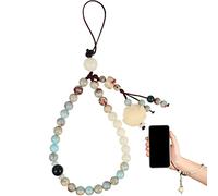 Hemobllo Beaded Phone Charm, Handmade Natural Stone Mobile Phone Lanyard Wrist Strap, Universal Cell Lanyard Anti-Lost String Chain Bracelet Accessory for Women Girls