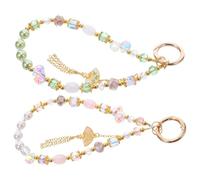 Hemobllo Beaded Phone Charm Wrist Strap Prevents Accidental Drops with Tassel and Fan Design, Handcrafted Alloy and Crystal Materials for Casual Outings and Daily Activities for Women