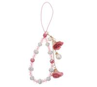 Hemobllo Beaded Phone Strap Mobile Phone Wrist Strap with Flower Pendant Non-Slip Lanyard Short Hand Chain for Cell Phones Keys Id Cards and Small Electronics Hands-Free Pink 7.09 in