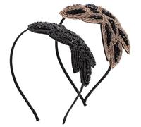 Hemobllo Beaded Rhinestone Headband 2Pcs 5.89X4.72X2.36In Sturdy Hair Jewelry Women Boho Style for Bridal Occasion