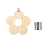 Hemobllo Bird Standing Base Parrot Stand Board with Feeder Wood Platform and Stainless Steel Bird Food Cup Beige for Parrots and Hamsters, Pet's Living Environment