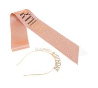 Hemobllo Birthday Party Set for Women and Rose Gold Happy Birthday Headband and Sash with Shoulder Strap Glamorous Crown Hair Accessories and Party Decorations for Celebrations