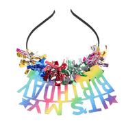 Hemobllo Birthday Tiara Crown Headband with Colorful Tassels for Women and Comfortable Fit Eye Catching It's My Birthday Party Accessory for Weddings and Celebrations