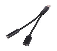 Hemobllo Black Aluminum Alloy Headphone Adapter 2 in 1 Earphone Converter with Anti-abrasion Feature for Listening to Music while Charging Compatible with Type-c Devices
