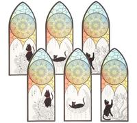 Hemobllo Black Cat Bookmark Set, 6pcs Ultra-Thin Creative Scrapbook Page Markers for Students and Reading, Black Cat with Church Design Book Accessories for Office and School