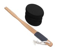 Hemobllo Black Eva Oval Cream Applicator Brush Set with Wooden Handle and 3 Detachable Heads, Long Handle Back Lotion Applicator for Women, Handheld Bath and Shower Brush for Body Cleaning