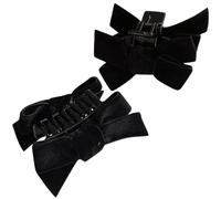 Hemobllo Black Velvet Bow Hair Clips 2pcs, Small Claw Barrettes for Women, Side Hairpin Accessories for Fine Hair Styling