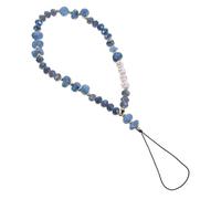 Hemobllo Blue Crystal Stone Phone Lanyard with Beads Multi-function Anti-theft Mobile Phone Chain Wrist Strap and Key for Women