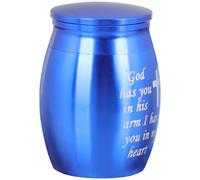 Hemobllo Blue Pet Ashes Urn for Dogs and Cats Small Cremation Keepsake Box for Human and Animal Ashes Memorial Burial Urn with Hair and Teeth Storage