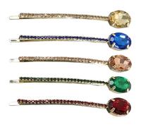 Hemobllo Bobby Pins 5Pcs Rhinestone Crystal Hair Clips Decorative Barrettes for Women Office Casual and Party Hair Accessories