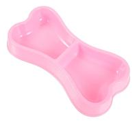 Hemobllo Bone Shaped Plastic Dog Water Bowl with Dual Compartments Convenient to Carry and Feed Multiple Pets Pet Dishes for Dogs in Pink Random Color