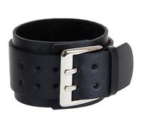 Hemobllo Bracelet Sturdy Leather Hand Chain Cuff Double Layer Leather Black with Large Buckle Vintage Style Wristband Men's for Easy for Everyday Wear