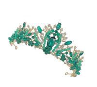 Hemobllo Bridal Crystal Crown Silver Headband Green Diamonds for Women Wedding and Birthday Accessories