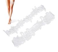 Hemobllo Bridal Lace Garters 2pcs Set White Flower Elastic Thin Wedding Garter Leg Straps Soft Decorative Accessories for Bride Wedding and Party