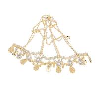 Hemobllo Bridal Rhinestone Headband Drop-shaped Mesh Headdress Gold Crystal Hair Accessory for Wedding, Hen Party, Bride Forehead Chain, Women’s Elegant Wedding Headpiece