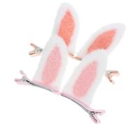 Hemobllo Bunny Ear Hair Clips and Overall Look 2 Pairs Cute Plush Hair Barrettes That Create Different Visual Effects for Young Women