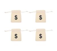Hemobllo Canvas Drawstring Bags with Money Symbol Design Easy to Store and Carry Small Beige Snack Pouches 4pcs for Cookies and Candies for Holiday Parties and Playgrounds