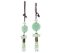 Hemobllo Car Pendant with Traditional Style Green 2pcs Imitation Jade Glass Hanging Decoration for Rear View Mirror Suitable for Car and Home Decorations