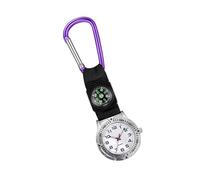 Hemobllo Carabiner Compass Pocket Watch for Nurses with Glow Pointer the Dark, Purple Canvas Material, Simple Fashion Style, for Occasions and Running