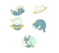 Hemobllo Cartoon Alloy Brooches 5Pcs Planet Space Cat Pins for Ladies Clothing Decorations Random Design
