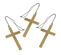 Hemobllo Catholic Cross Necklace with Elegant Clerical Design 3pcs Quick Removal Feature Golden Plastic Material for Men Suitable for Sermons and Formal Occasions
