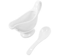 Hemobllo Ceramic Gravy Sauce Boat 175Ml with Spill-Resistant Design and Deep Spoon for Festive Meals and Sunday Roasts