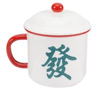 Hemobllo Ceramic Mahjong Design Water Drinking Cup Chinese Style Porcelain Coffee Mug Office Decorative Mug for Home and Tea Room