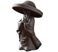 Hemobllo Ceramic Tea Pet Monk with Creative Simple Design Brown Decorative Tea Infuser for Holidays and Decorating Living Space Representing Good Meaning