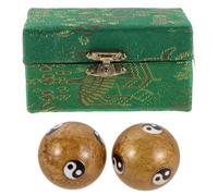 Hemobllo Chinese Baoding Balls Hand Therapy Set, 42mm Gold Six Fish Bagua Design, Traditional Stress Relief and Deep Tissue Massage Balls for Hand Muscle Exercise and Wrist Training, 1 Pair