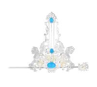 Hemobllo Chinese Hair Coronet Crown Set Silver Crane Hair Stick for Women and Chignon