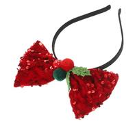Hemobllo Christmas Headband Bow Hair Band Red Velvet Sequin Festival Hair Accessory for Girls Xmas Party Cosplay Headdress
